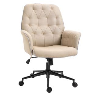 Fauteuil De Bureau Capitonné Tissu Beige