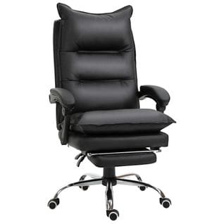 Fauteuil De Bureau Direction Avec Repose-pied Pu Noir