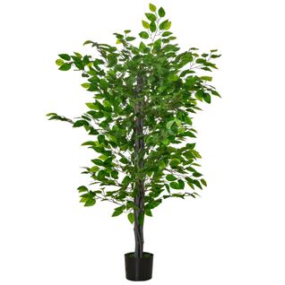 Plante Artificielle Ficus H1,35 M Tronc Liane Lichen Feuilles Réalistes Pot Inclus