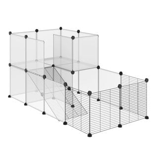 Cage Parc Enclos Modulable Rongeurs Résine Fils D'acier Noir