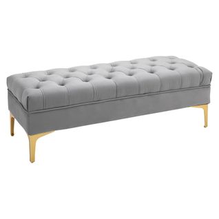 Banquette Capitonnée Style Classique Chic Pieds Dorés Velours