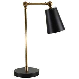 Lampe De Table Articulée Style Néo-rétro Métal Doré Abat-jour Noir