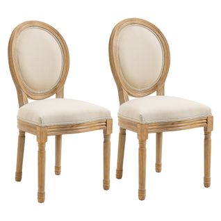 Lot De 2 Chaises Médaillon Louis Xvi Aspect Lin Beige