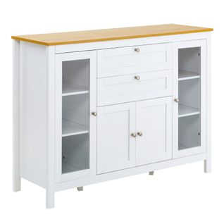 Buffet Style Classique Chic Multi-rangement Blanc Aspect Bois Clair