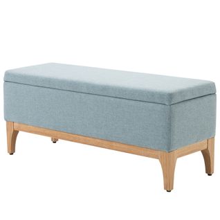 Banquette Coffre De Rangement 2 En 1 Tissu Vert D'eau