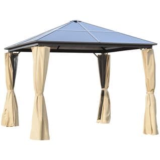 Pavillon De Jardin Tonnelle Rigide Dim. 2,94l X 2,94l X 2,67h M Alu Polycarbonate Beige