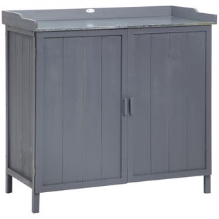 Armoire De Jardin Table De Rempotage 2 En 1 Bois Gris