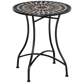 Table Ronde Style Fer Forgé Bistro Plateau Mosaïque Céramique