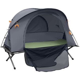 Ensemble Tente De Camping 3 En 1 Avec Lit De Camp, Tente, Matelas Gonflable Gris