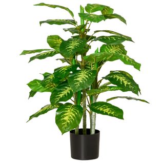 Plante Artificielle Calathea H. 95 Cm Feuilles Réalistes Pot Inclus