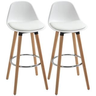 Lot De 2 Tabourets De Bar Style Scandinave Bois Blanc