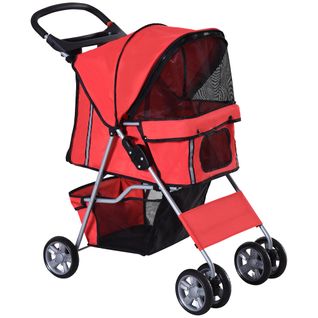 Poussette Buggy Pliable Pour Chiens Tissu 600d Oxford Imperméable 4 Roues