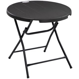 Table De Jardin Pliable 4 Personnes Acier Hdpe Aspect Bois Gris