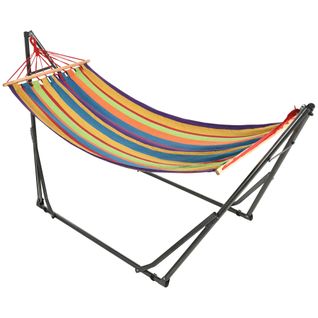 Hamac De Jardin Pliable Avec Support Acier Époxy Et Toile