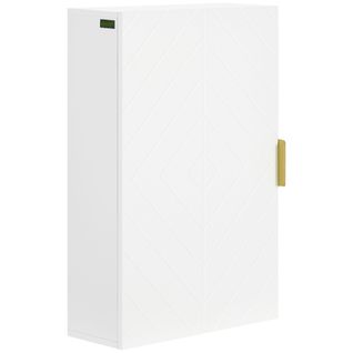 Armoire Murale De Salle De Bain Poignée Métal Doré Mdf Blanc