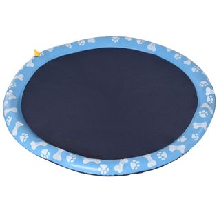 Piscine Tapis à Jet D'eau Pour Chien Ø 1,5 M Pvc Bleu Motifs Os Pattes