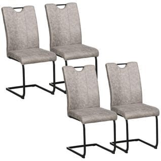 Lot De 4 Chaises De Salon Design Cantilever Noir Gris