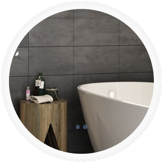 Miroir Rond Lumineux LED De Salle De Bain Ø 70 Cm Blanc Argent