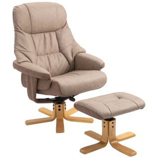 Fauteuil Relax Inclinable Style Contemporain Avec Repose-pied Taupe Clair