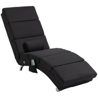 Fauteuil Relax Massant Chauffant Design Contemporain Métal Chromé Tissu Noir