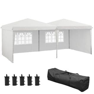 Tonnelle Barnum Pliant Pop-up 5,85l x 2,95l m Avec Accessoires Blanc