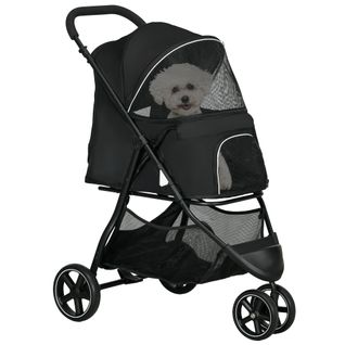 Poussette Buggy Pliable Pour Chien Chat Acier Oxford Noir