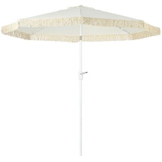 Parasol Inclinable De Jardin ø 2,65m Style Bohème à Franges Polyester