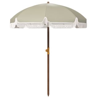 Parasol Droit De Plage Jardin Style Bohème À Franges Uv40+ Vert