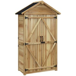 Armoire De Jardin Sur Pied Toit Bitumé 2 Portes Bois