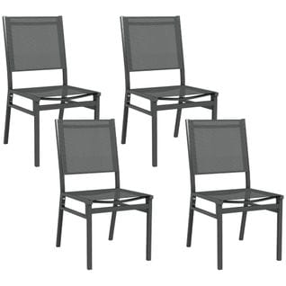 Lot De 4 Chaises De Jardin Alu Textilène Gris