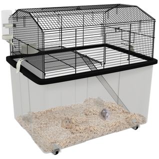 Cage Rongeur Hamster 2 Étages - Accessoires - Transparent Noir