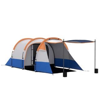 Tente De Camping 2-3 Pers. Porche 3 Portes Étanchéité 2000 Mm Sac Orange