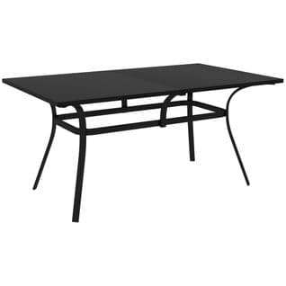 Table De Jardin Rectangulaire 6 Pers. Acier Plateau Aspect Bois Noir