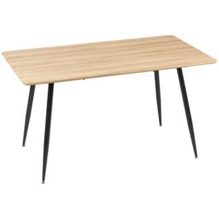 Table à Manger Rectangulaire 4 Personnes Acier Effet Bois Naturel