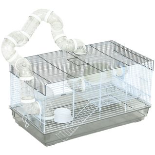Cage Rongeur Hamster - Poignée, Accessoires - Gris Blanc