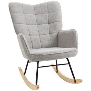 Fauteuil à Bascule Rocking Chair Design Effet Laine Bouclé