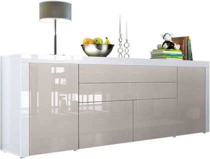 Buffet Gris Sable Et Blanc Haute Brillance (hxlxp) : 72 X 200 X 35