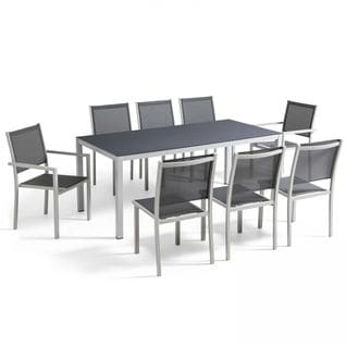 Ensemble Table De Jardin Et 8 Chaises En Aluminium Gris