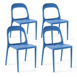 Lot De 4 Chaises En Plastique Bleu