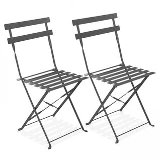 Lot De 2 Chaises Pliantes En Acier Grises