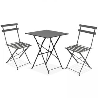 Table De Jardin Et 2 Chaises Acier Gris