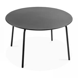 Palavas - Table De Jardin Ronde En Acier Anthracite 120 X 72 Cm