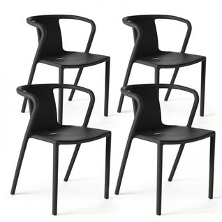 Lot De 4 Chaises En Plastique Noir