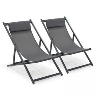 Lot De 2 Transats En Aluminium Anthracite