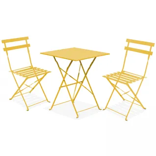 Table De Jardin Et 2 Chaises Acier Jaune