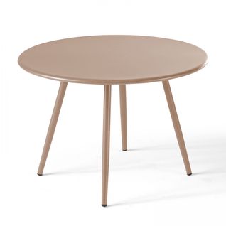 Palavas - Table Basse De Jardin Ronde En Métal Taupe 50 Cm