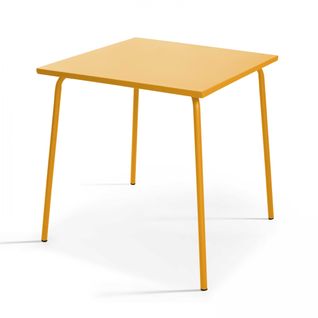 Palavas - Table De Jardin Carrée En Métal Jaune