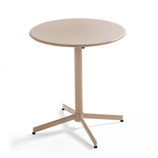 Palavas - Table De Jardin Ronde Bistro Inclinable En Acier Taupe