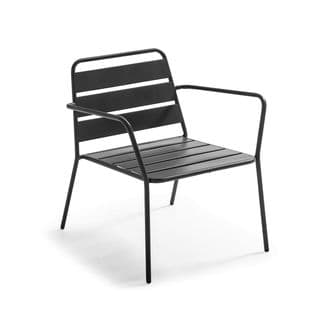 Palavas - Fauteuil De Jardin Bas En Métal Gris Anthracite