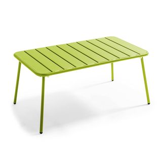 Palavas - Table Basse De Jardin Acier Vert 90 X 50 Cm